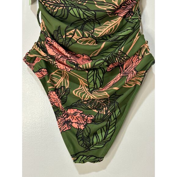Hutch Zenna Floral One-Piece Swimsuit Green Pink Size XS NWT No Belt Vacation - Picture 11 of 14